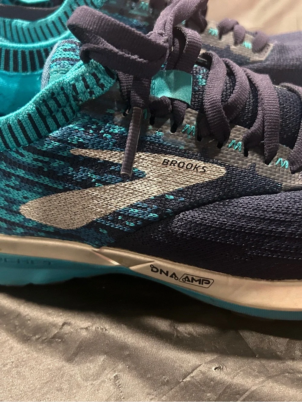 Brooks Navy and Teal Knit Running Sneakers